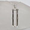 Sterling Silver Clear Crystal Quartz Rectangular Pendant on Silver Chain