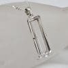Sterling Silver Clear Crystal Quartz Rectangular Pendant on Silver Chain