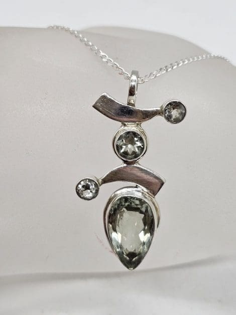 Sterling Silver Green Amethyst / Prasiolite Symbol Pendant on Silver Chain