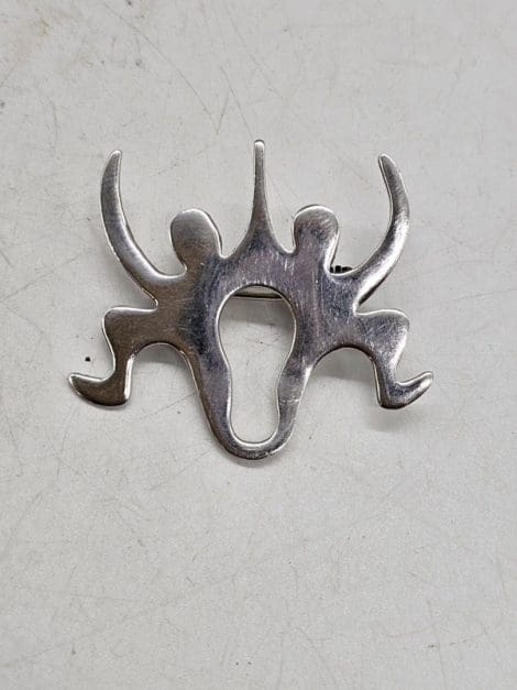 Sterling Silver Dancing Couple Brooch - Vintage