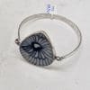 Sterling Silver Blue and White Ceramic Large Teardrop Shape Bangle