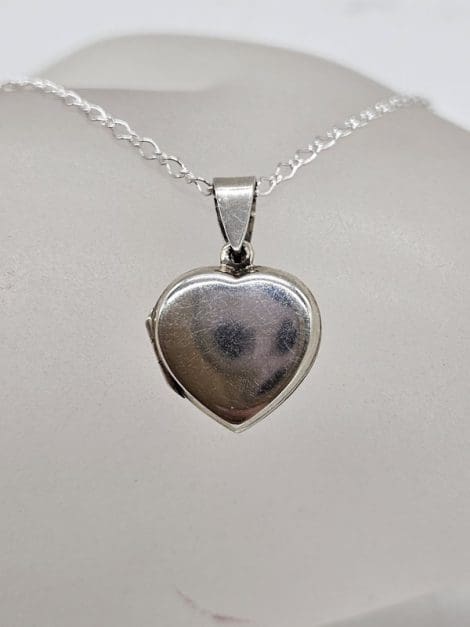 Sterling Silver Heart Locket Plain Pendant on Silver Chain