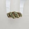 18ct Yellow Gold Tsavorite Garnet / Green Demantoid Garnet Wide Ring