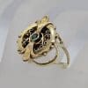 14ct Yellow Gold Very Large and Ornate Round Green Stone Ring - Antique / Vintage