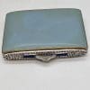 Blue Enamel with Clear and Blue Rhinestone Cigarette Case - Vintage Costume Jewellery