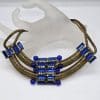 Very Unusual Large Blue Plated Collier Necklace - Vintage Costume Jewellery
