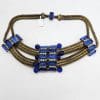 Very Unusual Large Blue Plated Collier Necklace - Vintage Costume Jewellery