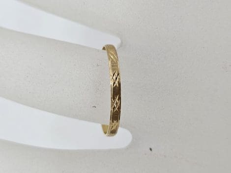 18ct Yellow Gold Patterned Wedding Ring Band - Antique / Vintage