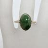9ct Yellow Gold Oval Jade Claw Set Ring - Antique / Vintage