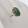 9ct Yellow Gold Oval Jade Claw Set Ring - Antique / Vintage