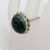 14ct White Gold Very Large Round Malachite with Ornate Twist Rim Rings - Antique / Vintage