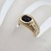 14ct Yellow Gold Oval Onyx in Greek Key Design Rings - Gents Ring / Ladies Ring