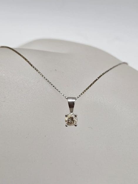 18ct White Gold Diamond Solitaire Pendant on Gold Chain