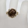 14ct Yellow Gold Large Oval Tiger Eye Ornate Ring - Antique / Vintage