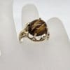 14ct Yellow Gold Large Oval Tiger Eye Ornate Ring - Antique / Vintage