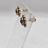 9ct Yellow Gold Bohemian Garnet Round Floral / Flower/ Daisy Studs Earrings - Antique / Vintage